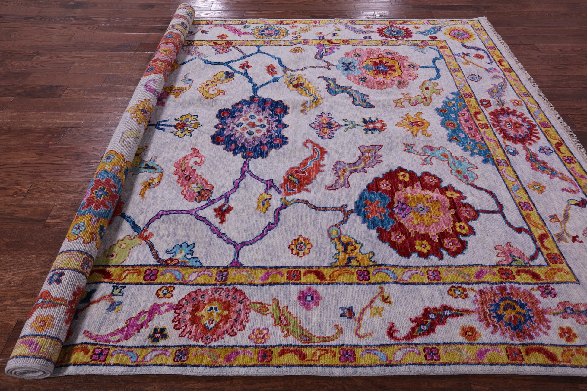 Grey Turkish Oushak Handmade Wool Rug - 8' 0" X 10' 0" - Golden Nile