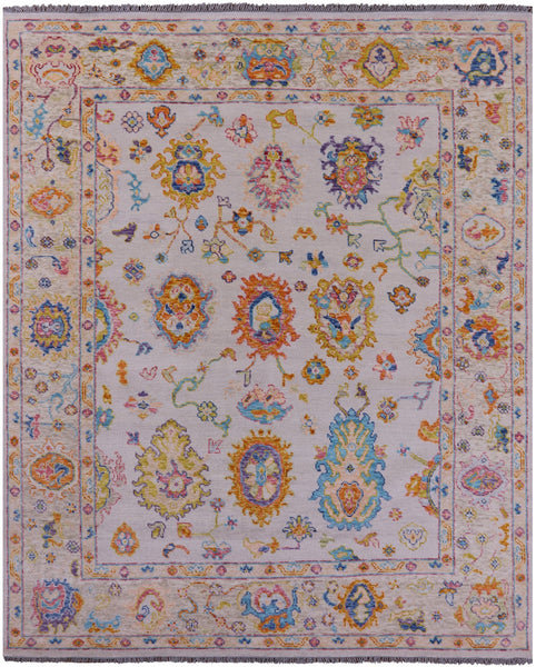 Ivory Turkish Oushak Hand Knotted Wool Rug - 8' 2" X 10' 0" - Golden Nile