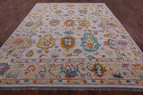 Ivory Turkish Oushak Hand Knotted Wool Rug - 8' 2" X 10' 0" - Golden Nile