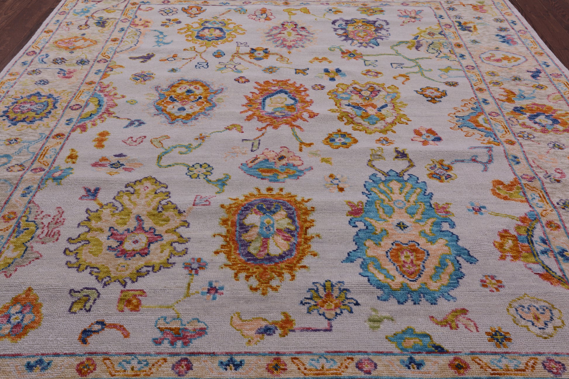 Ivory Turkish Oushak Hand Knotted Wool Rug - 8' 2" X 10' 0" - Golden Nile