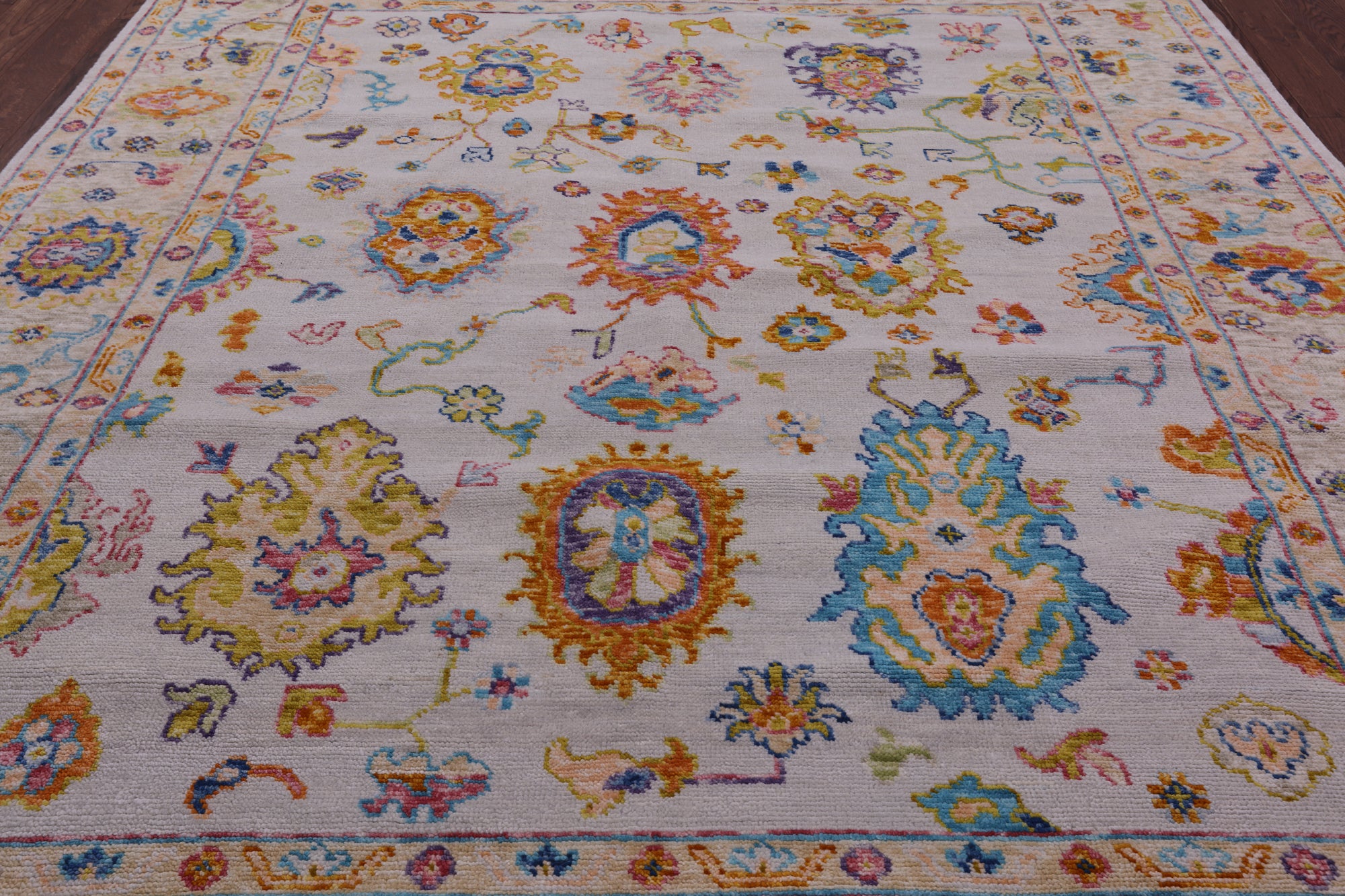 Ivory Turkish Oushak Hand Knotted Wool Rug - 8' 2" X 10' 0" - Golden Nile