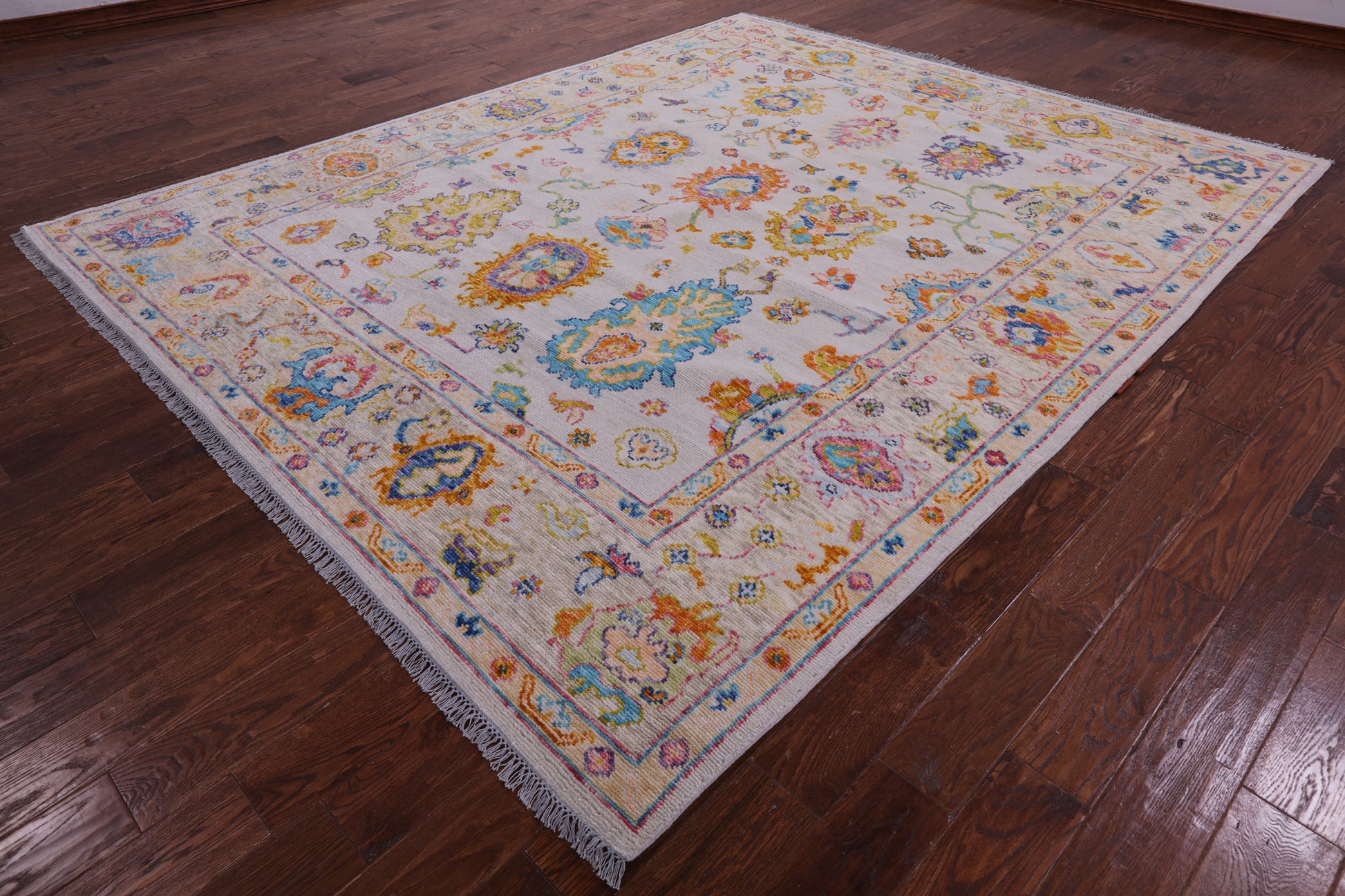 Ivory Turkish Oushak Hand Knotted Wool Rug - 8' 2" X 10' 0" - Golden Nile
