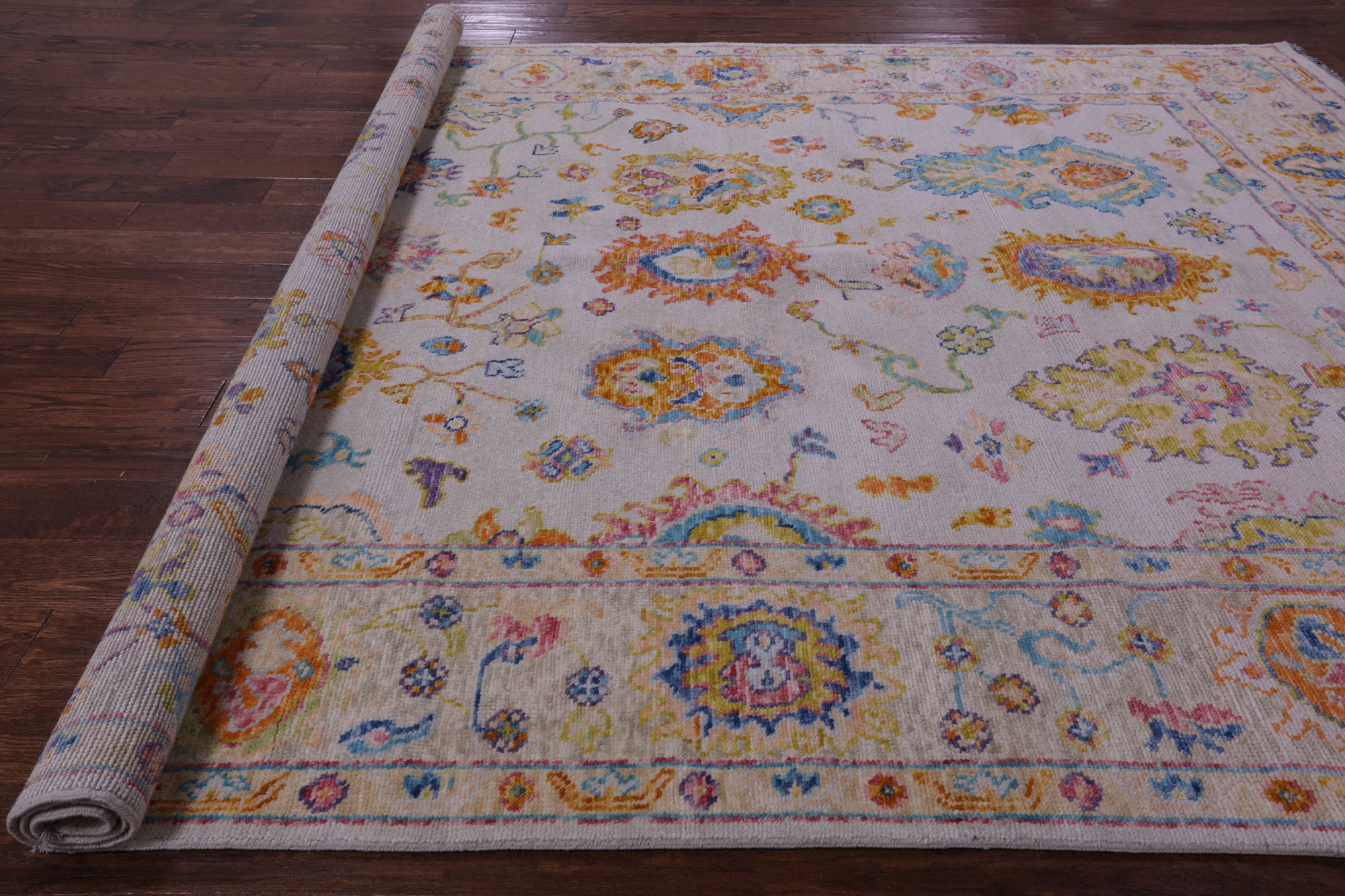 Ivory Turkish Oushak Hand Knotted Wool Rug - 8' 2" X 10' 0" - Golden Nile