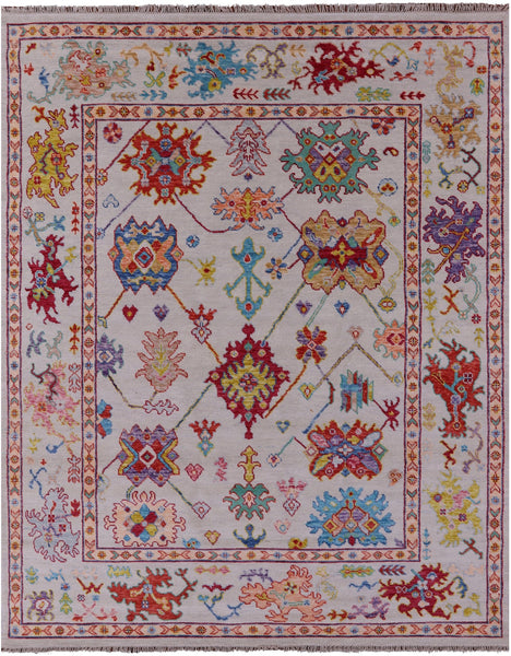 Ivory Turkish Oushak Hand Knotted Wool Rug - 8' 2" X 10' 2" - Golden Nile
