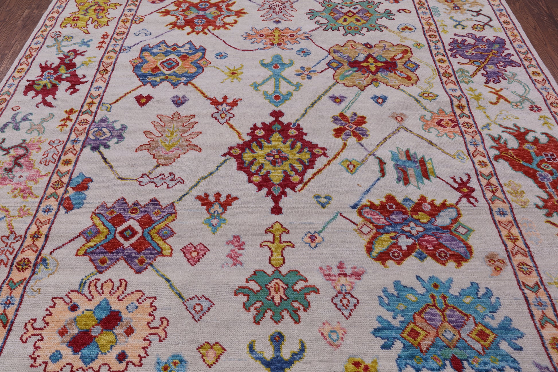 Ivory Turkish Oushak Hand Knotted Wool Rug - 8' 2" X 10' 2" - Golden Nile