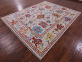Ivory Turkish Oushak Hand Knotted Wool Rug - 8' 2" X 10' 2" - Golden Nile