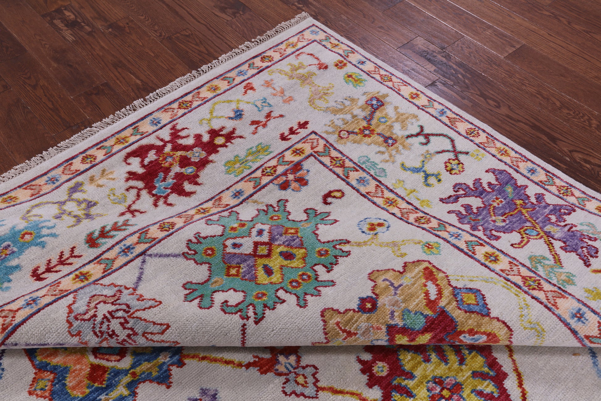 Ivory Turkish Oushak Hand Knotted Wool Rug - 8' 2" X 10' 2" - Golden Nile