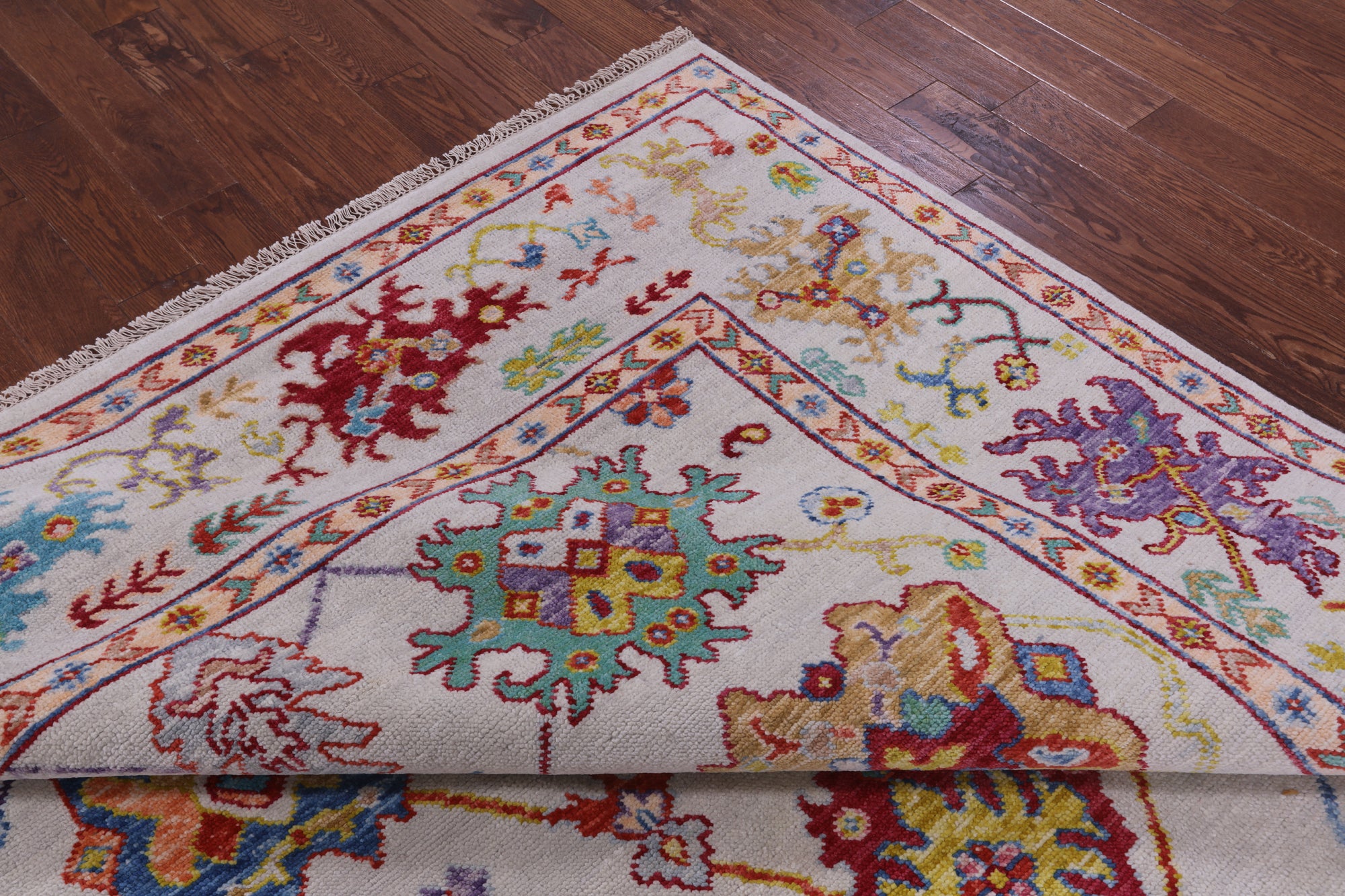 Ivory Turkish Oushak Hand Knotted Wool Rug - 8' 2" X 10' 2" - Golden Nile