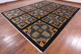 William Morris Stained Glass Design Handmade Wool Rug - 10' 5" X 13' 4" - Golden Nile