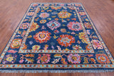 Blue Turkish Oushak Handmade Wool Rug - 8' 2" X 9' 11" - Golden Nile