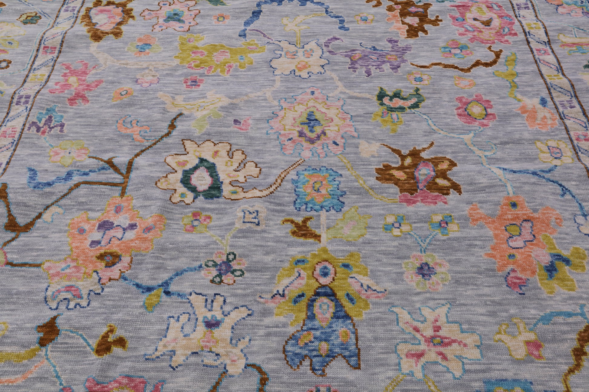 Grey Square Turkish Oushak Hand Knotted Wool Rug - 10' 0" X 10' 3" - Golden Nile