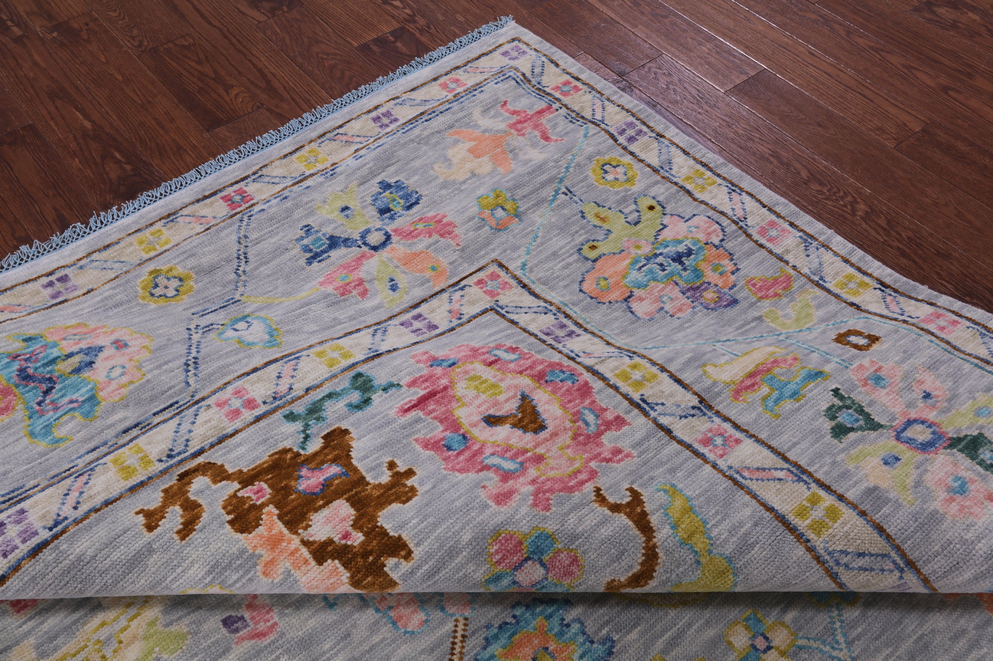 Grey Square Turkish Oushak Hand Knotted Wool Rug - 10' 0" X 10' 3" - Golden Nile
