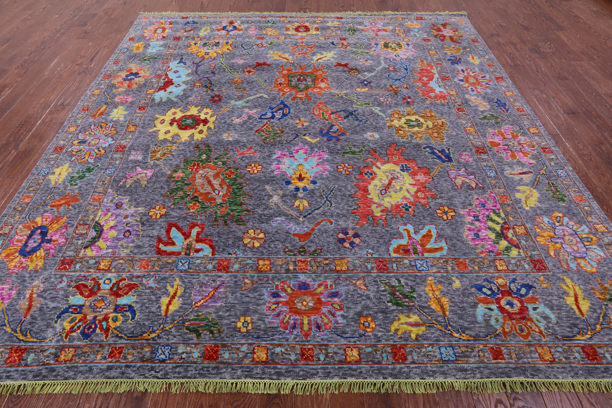 Grey Square Turkish Oushak Hand Knotted Wool Rug - 10' 1" X 10' 2" - Golden Nile