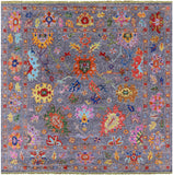 Grey Square Turkish Oushak Hand Knotted Wool Rug - 10' 1" X 10' 2" - Golden Nile