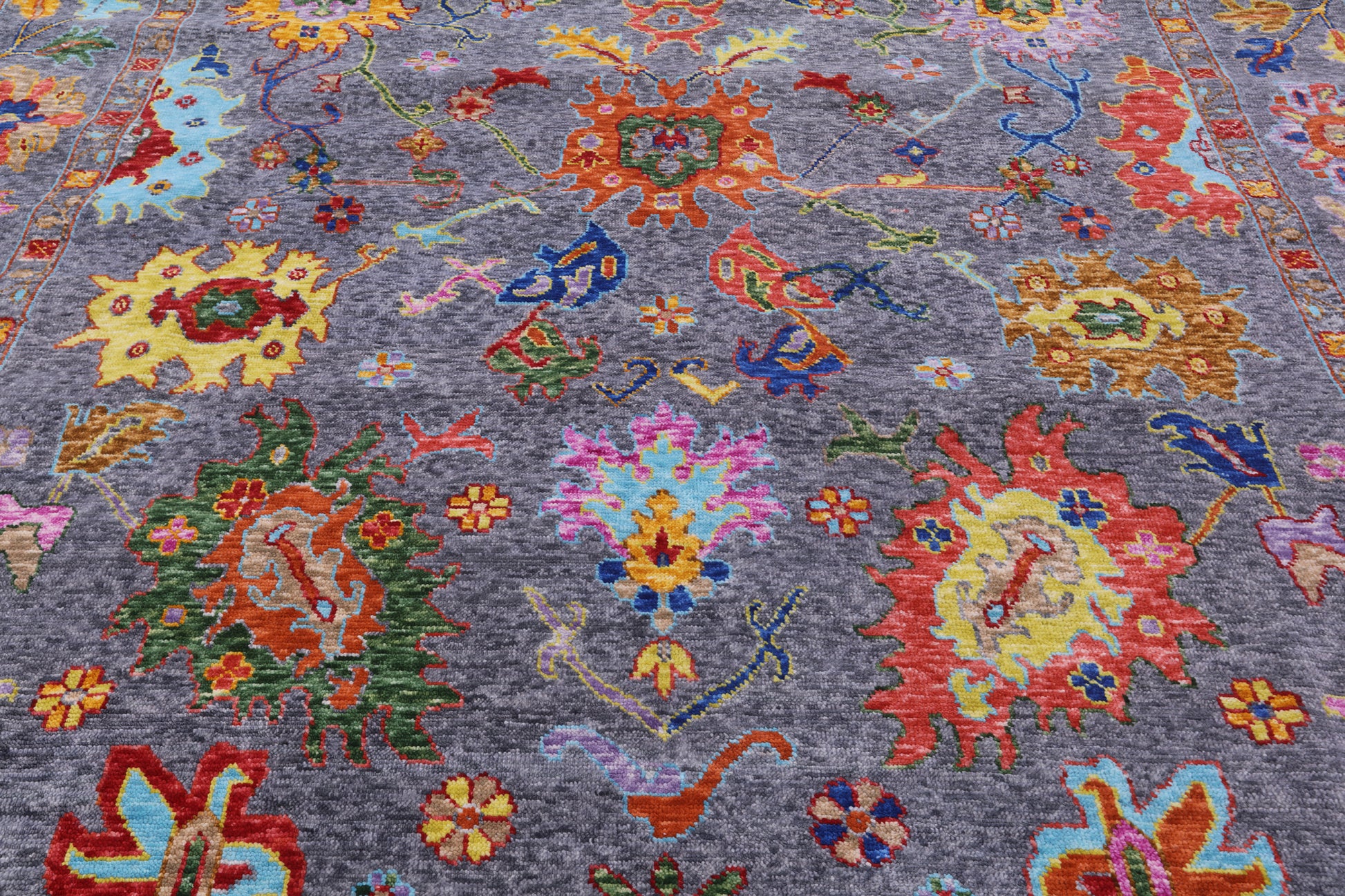 Grey Square Turkish Oushak Hand Knotted Wool Rug - 10' 1" X 10' 2" - Golden Nile