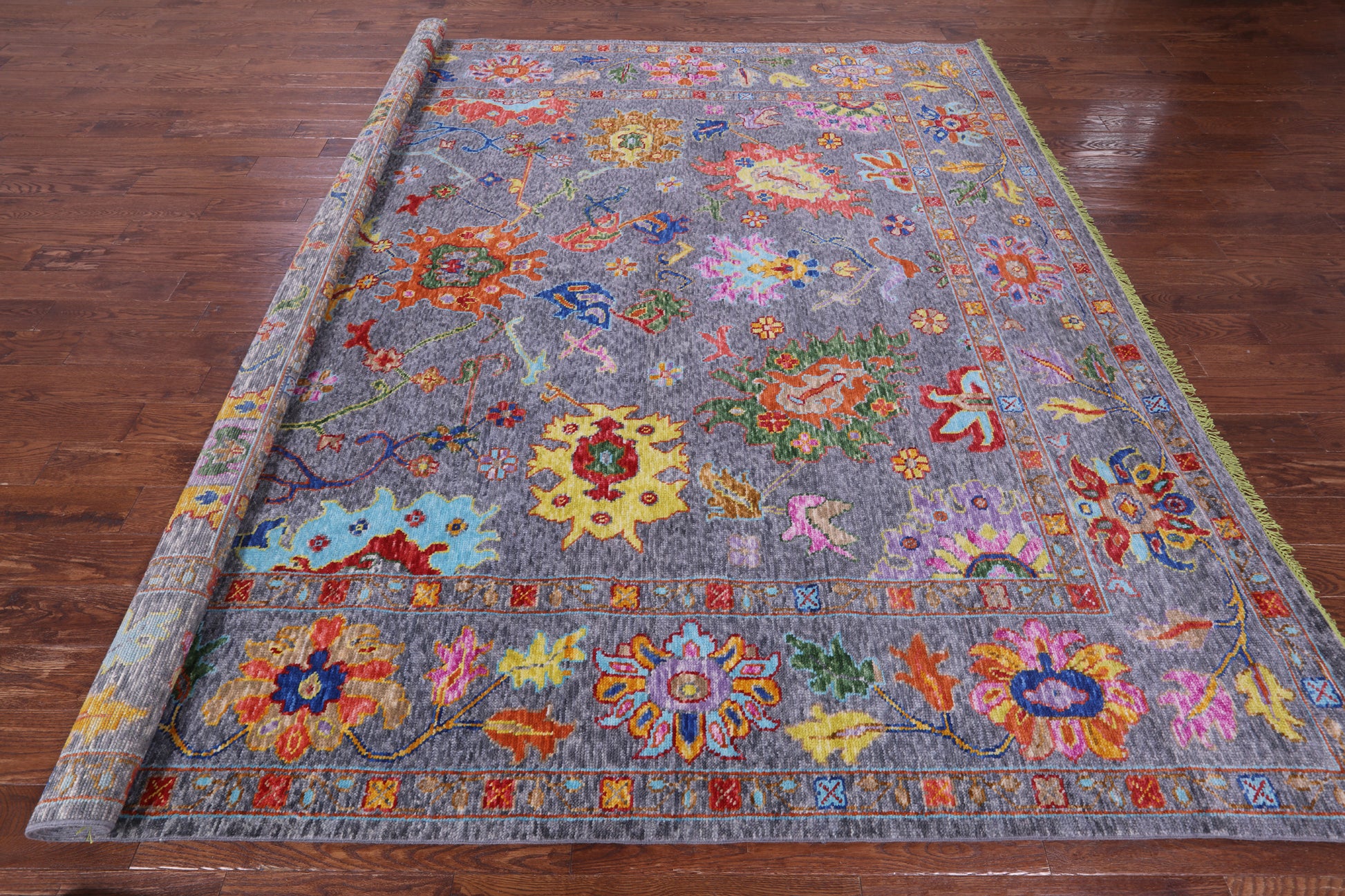 Grey Square Turkish Oushak Hand Knotted Wool Rug - 10' 1" X 10' 2" - Golden Nile