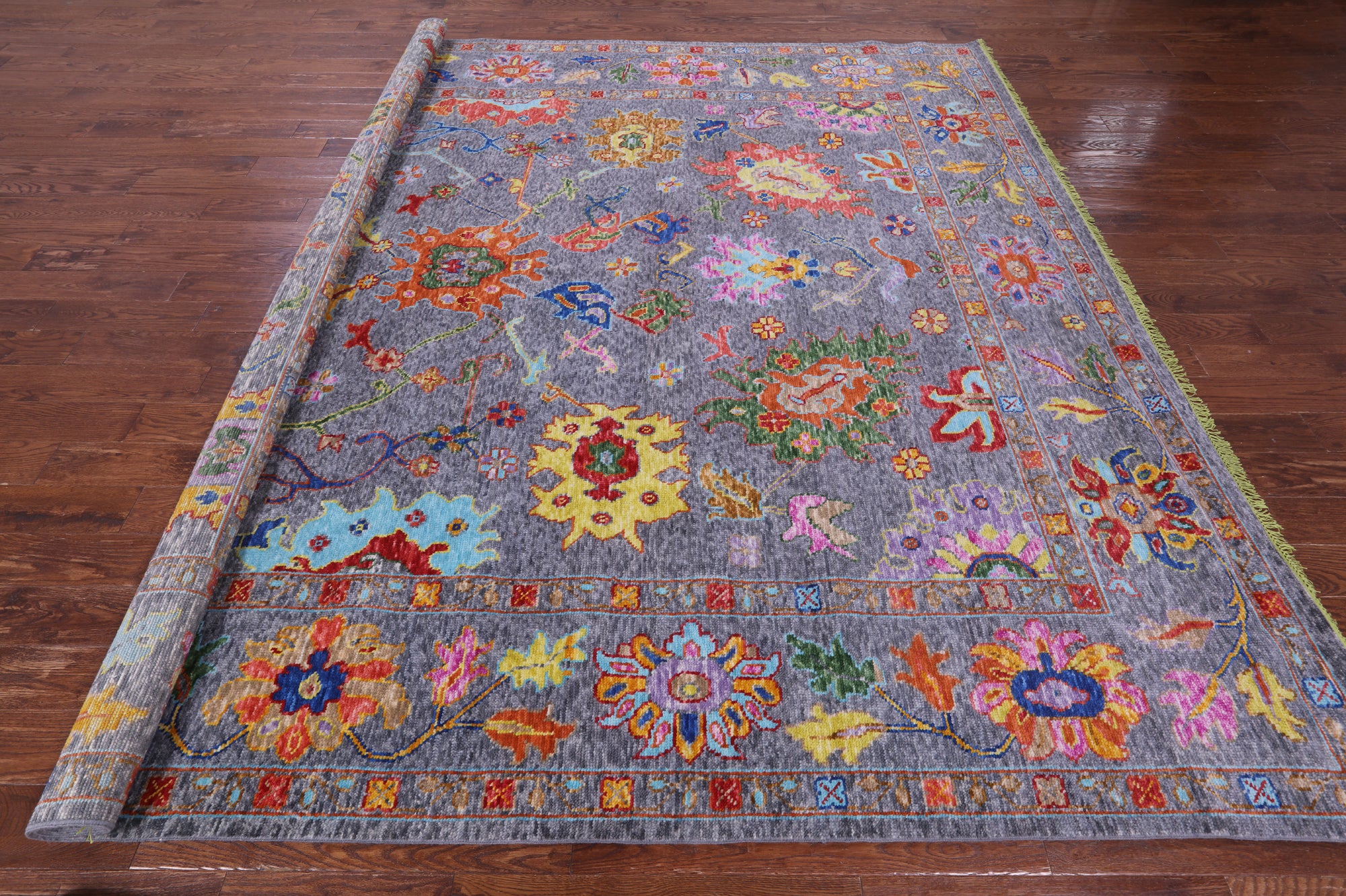 Grey Square Turkish Oushak Hand Knotted Wool Rug - 10' 1" X 10' 2" - Golden Nile