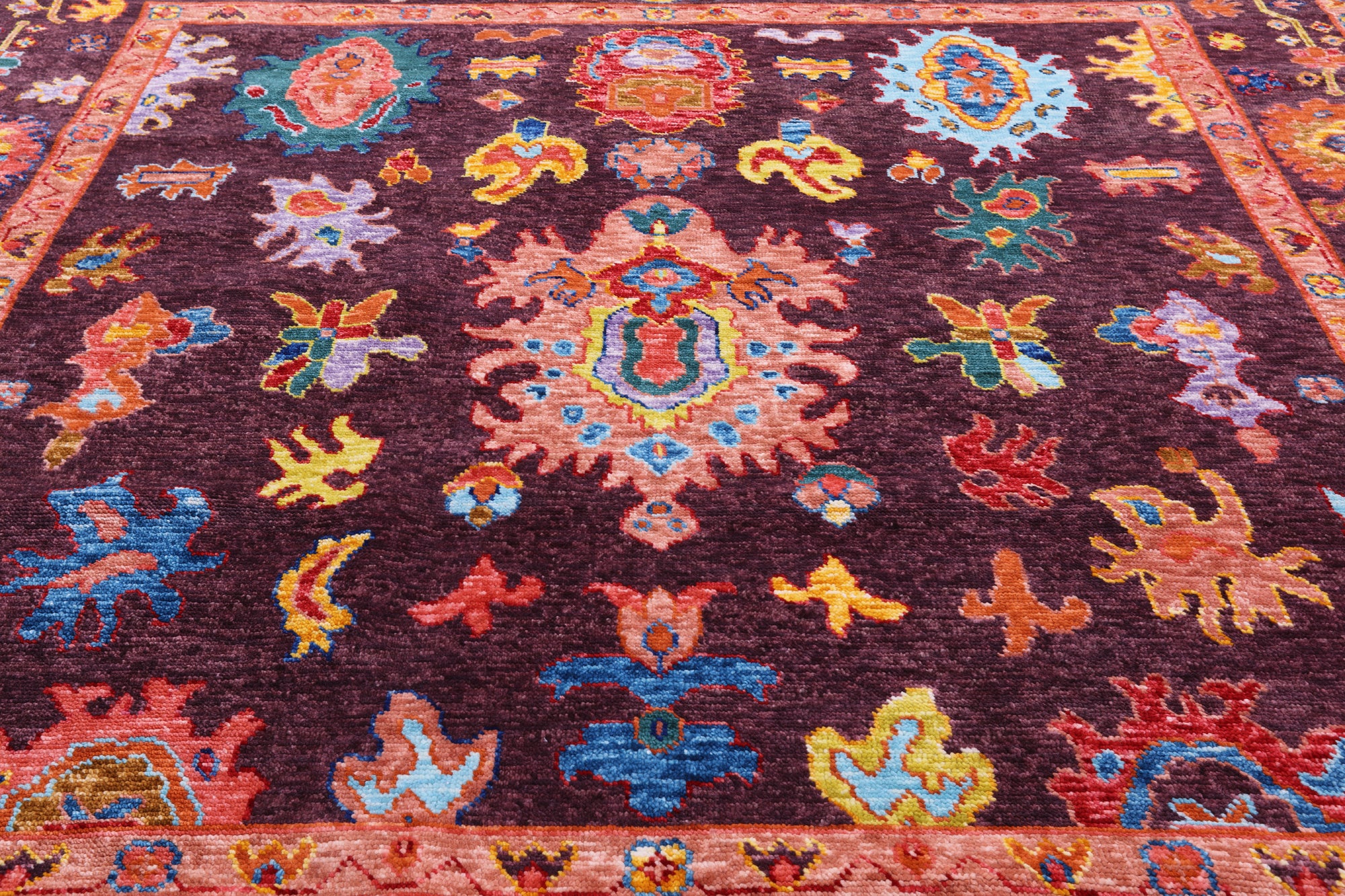 Square Turkish Oushak Handmade Wool Rug - 8' 7" X 9' 0" - Golden Nile
