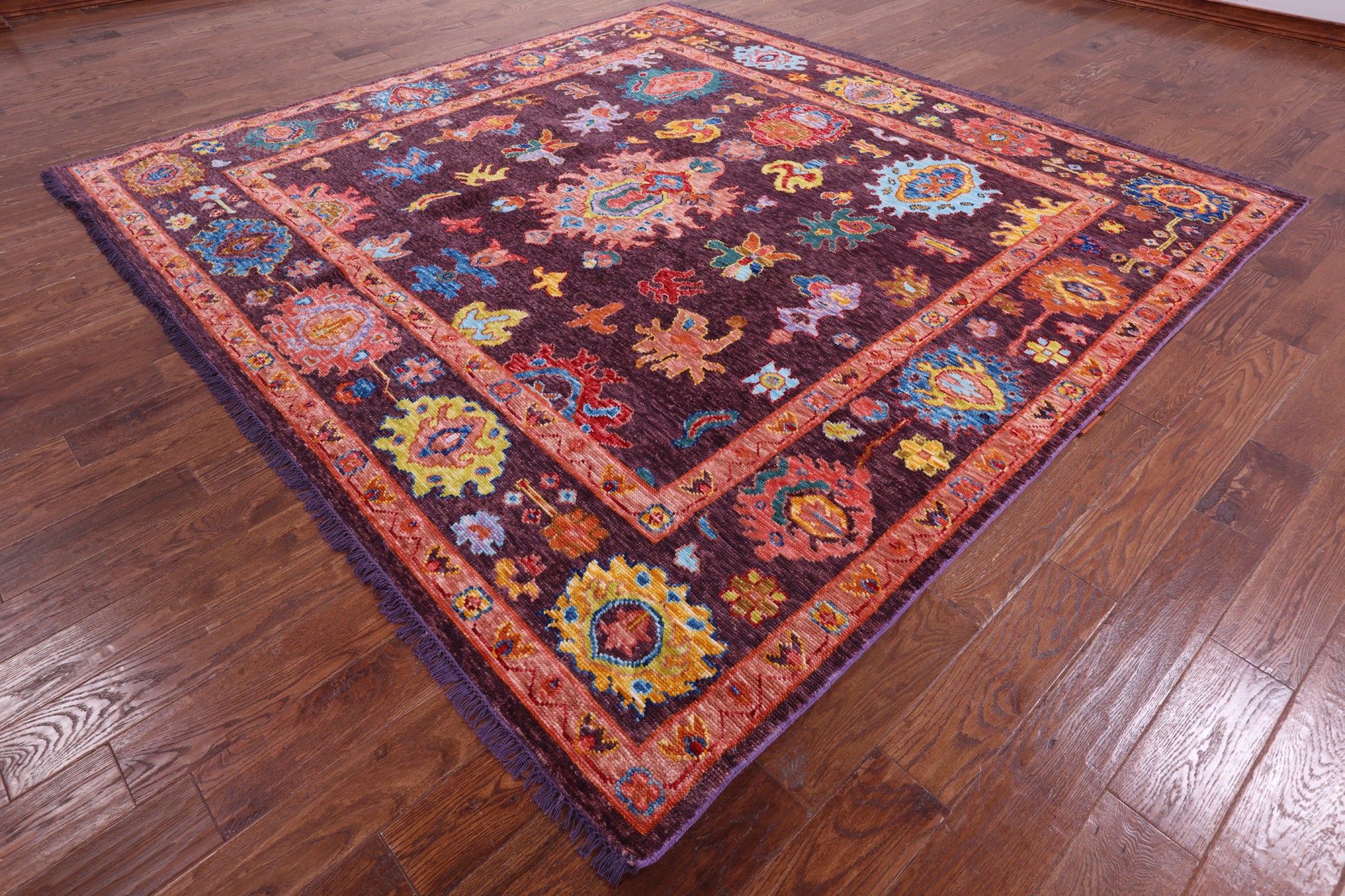 Square Turkish Oushak Handmade Wool Rug - 8' 7" X 9' 0" - Golden Nile