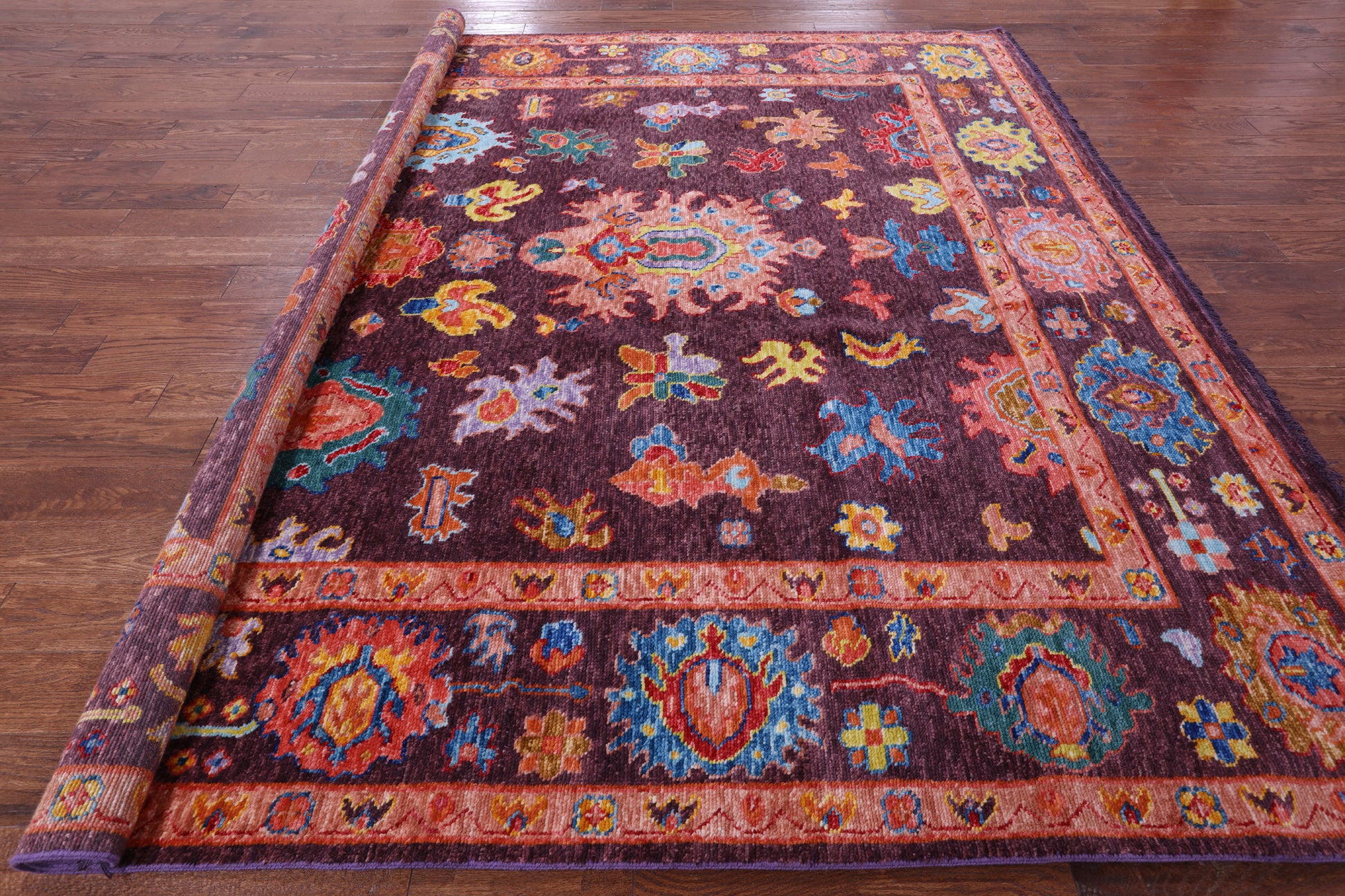 Square Turkish Oushak Handmade Wool Rug - 8' 7" X 9' 0" - Golden Nile