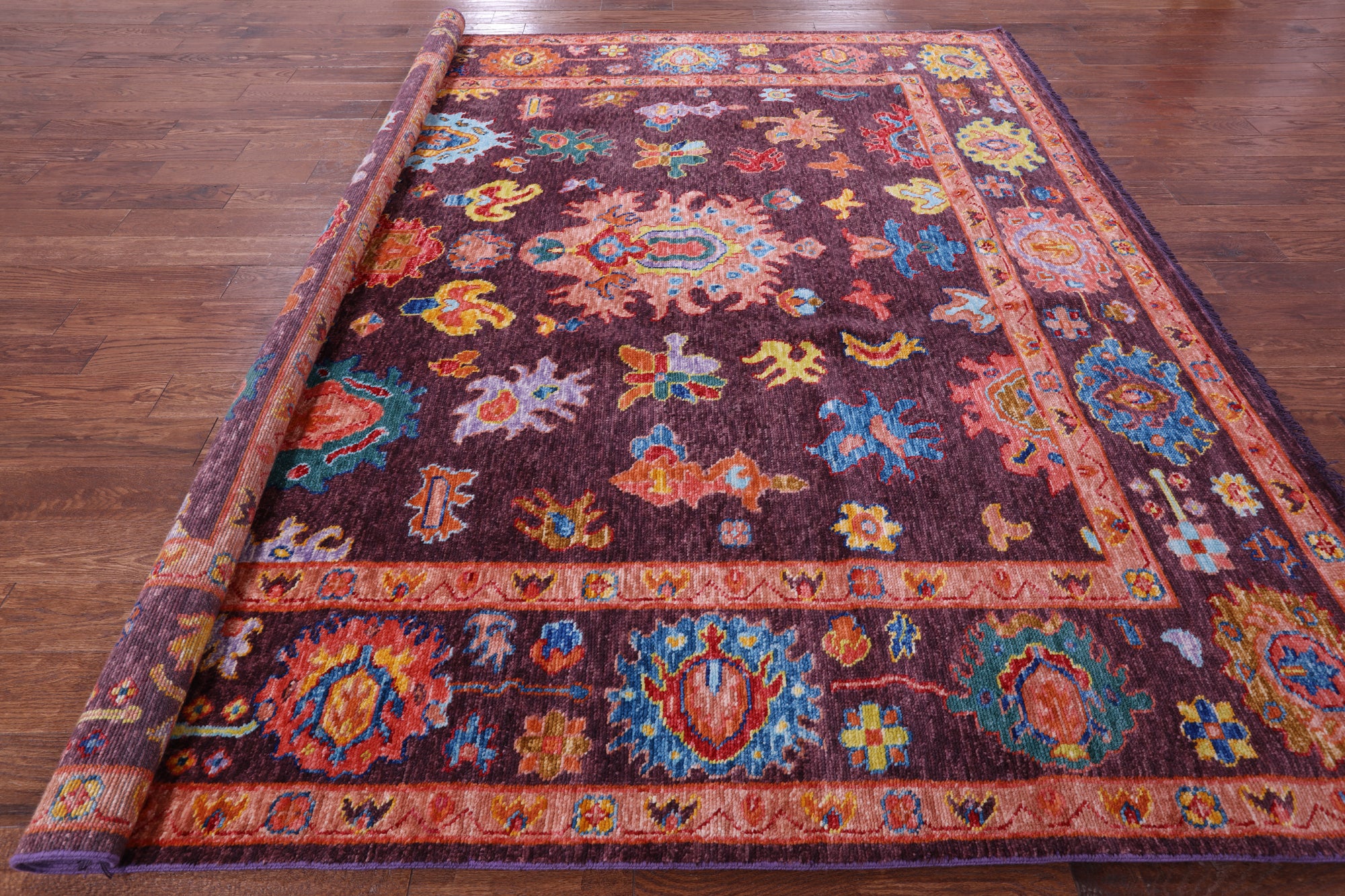 Square Turkish Oushak Handmade Wool Rug - 8' 7" X 9' 0" - Golden Nile
