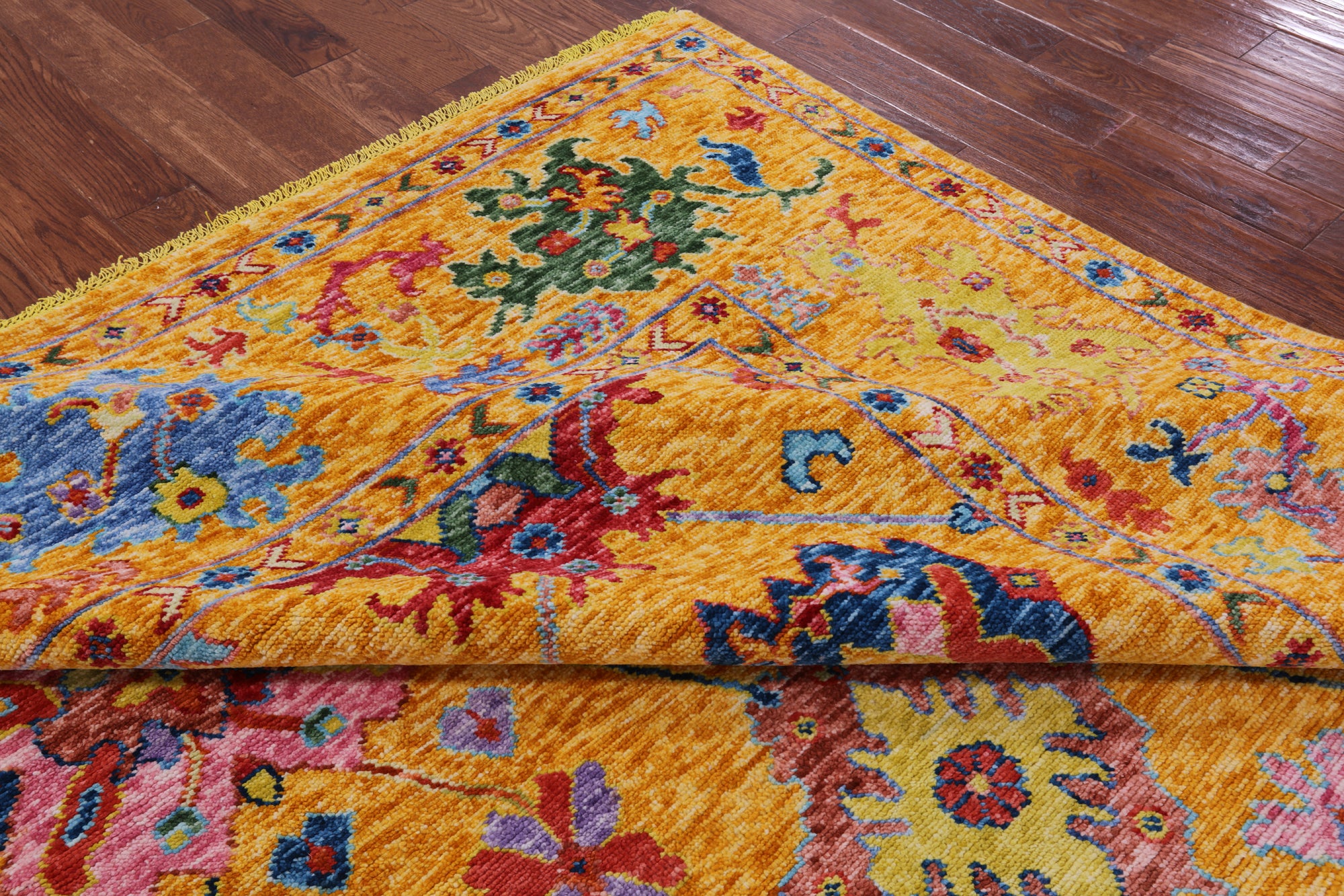 Gold Square Turkish Oushak Hand Knotted Wool Rug - 9' 0" X 9' 1" - Golden Nile