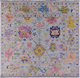 Grey Square Turkish Oushak Handmade Wool Rug - 9' 0" X 9' 2" - Golden Nile