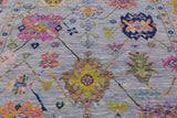 Grey Square Turkish Oushak Handmade Wool Rug - 9' 0" X 9' 2" - Golden Nile