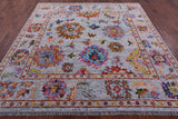 Grey Square Turkish Oushak Hand Knotted Wool Rug - 8' 0" X 8' 3" - Golden Nile