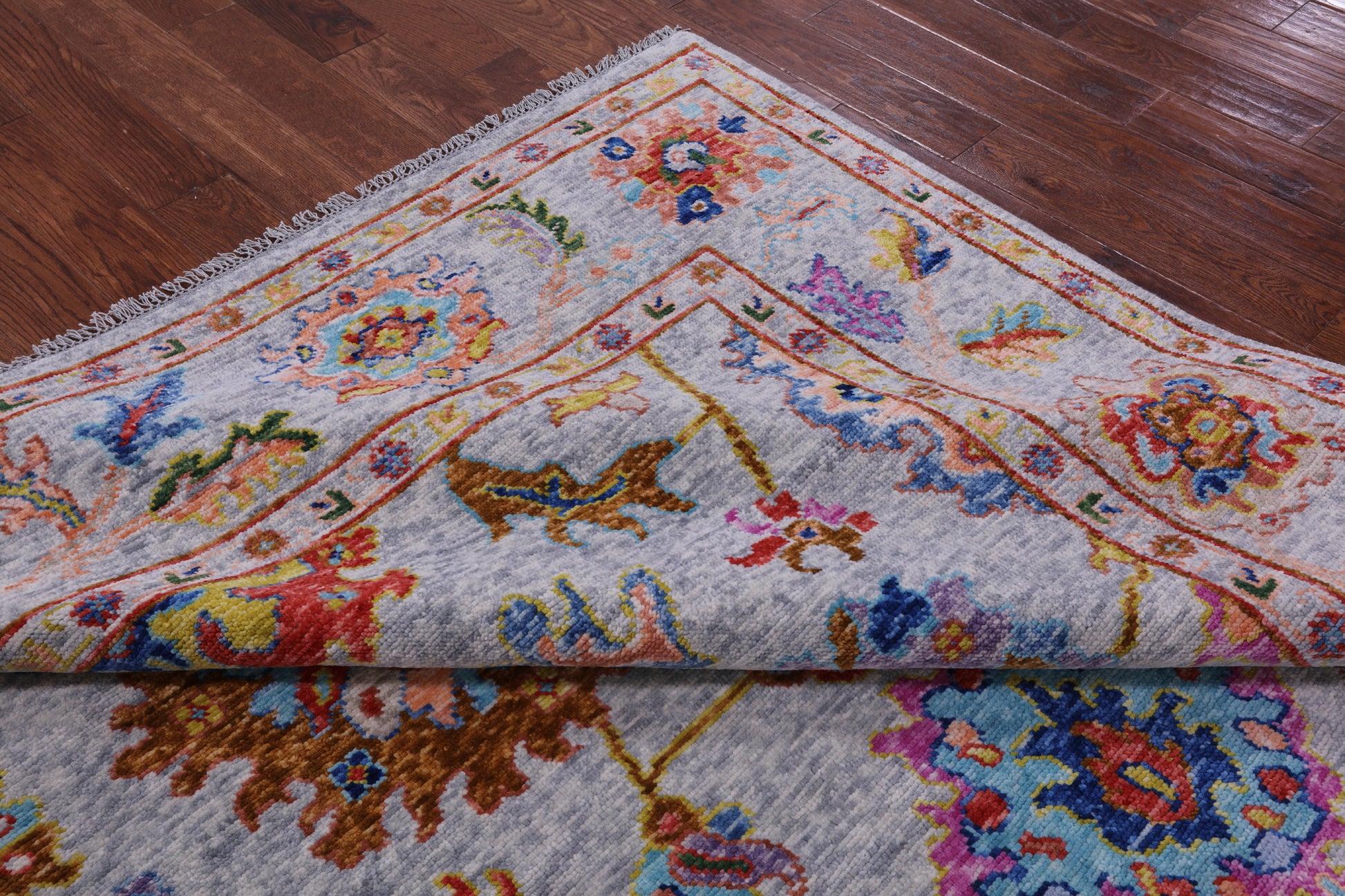 Grey Square Turkish Oushak Hand Knotted Wool Rug - 8' 0" X 8' 3" - Golden Nile