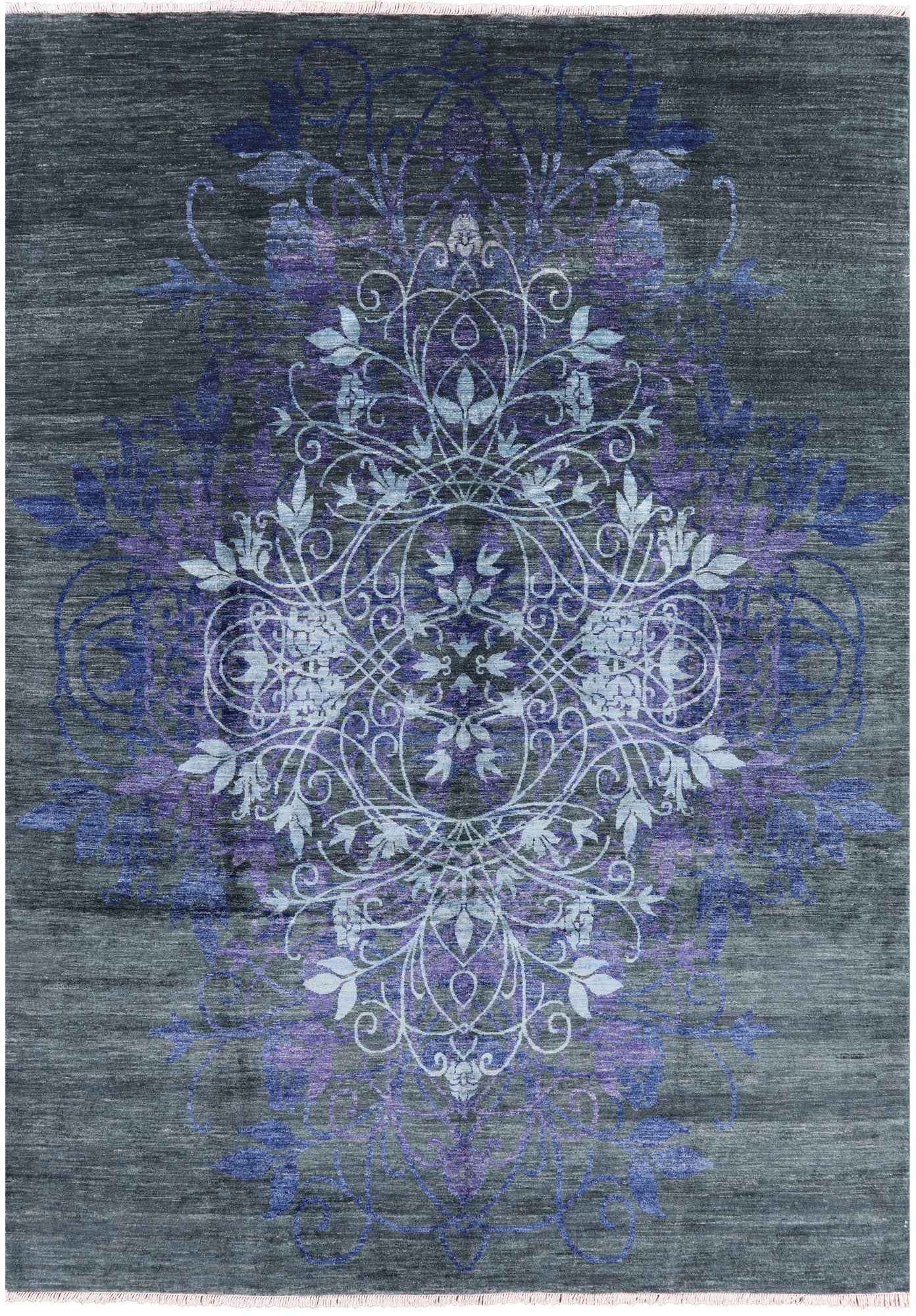 Green William Morris Handmade Wool Area Rug - 9' 3" X 12' 10" - Golden Nile