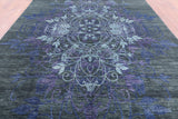 Green William Morris Handmade Wool Area Rug - 9' 3" X 12' 10" - Golden Nile