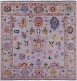 Grey Square Turkish Oushak Hand Knotted Wool Rug - 7' 11" X 8' 0" - Golden Nile