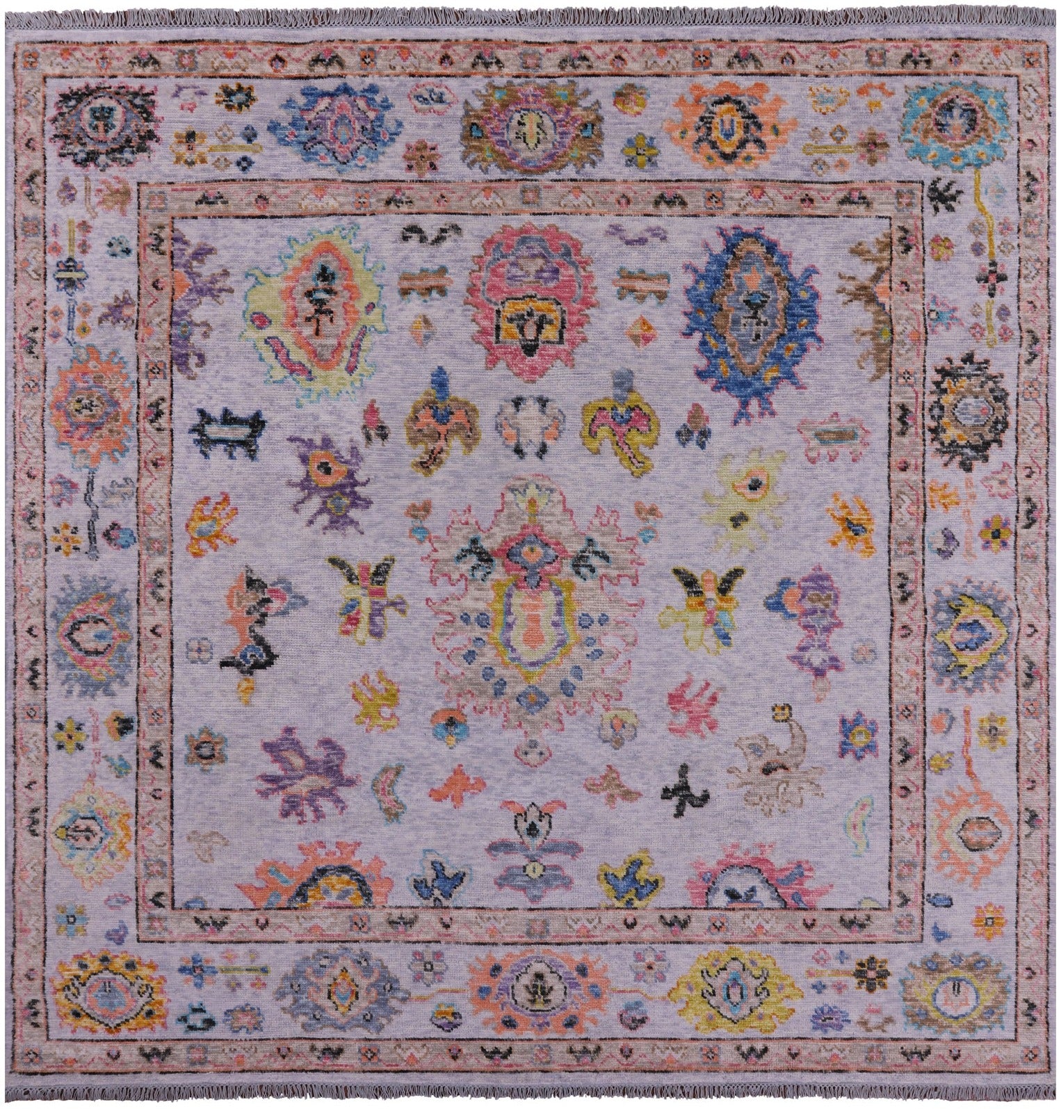 Grey Square Turkish Oushak Hand Knotted Wool Rug - 7' 11" X 8' 0" - Golden Nile