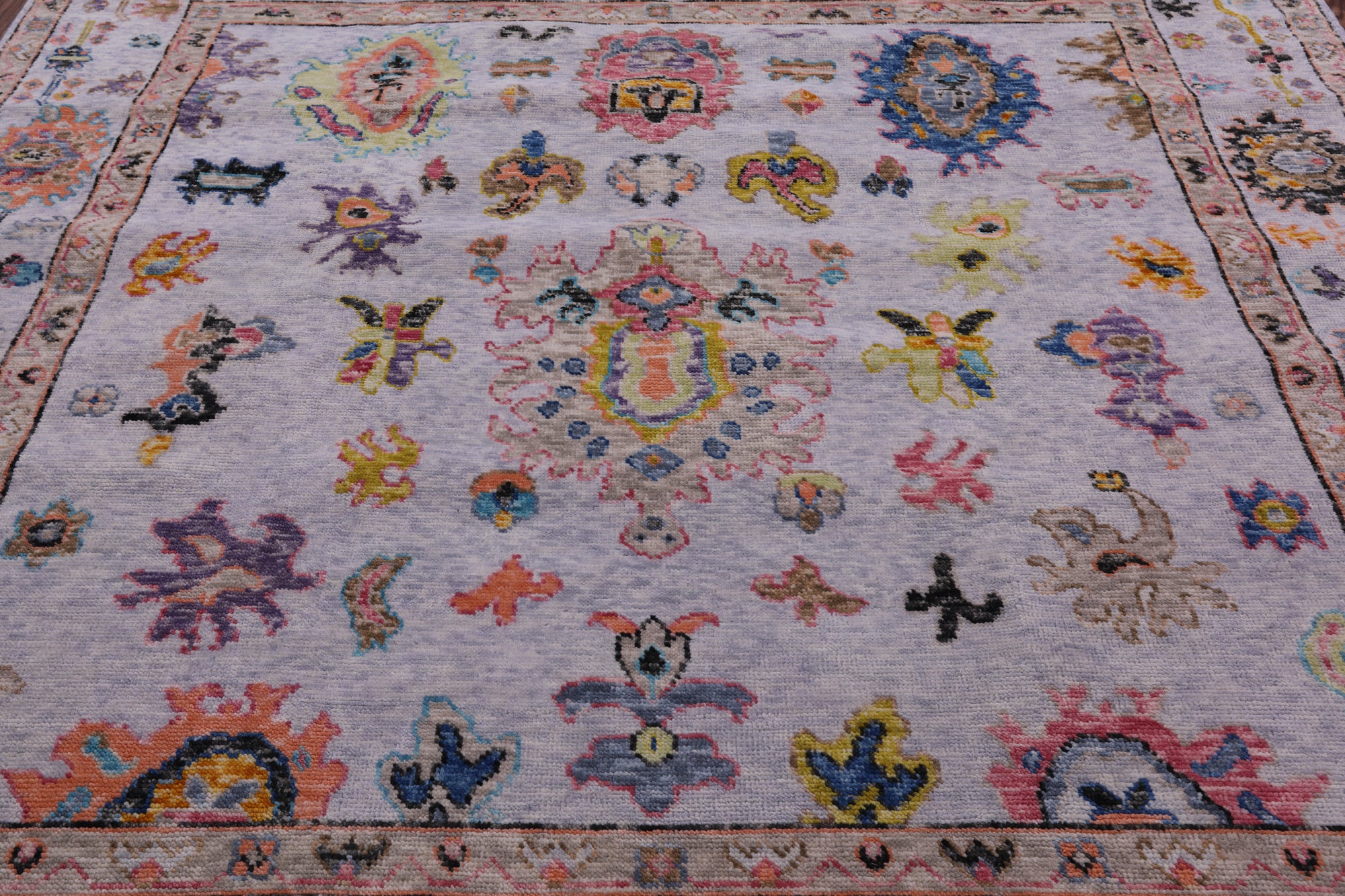 Grey Square Turkish Oushak Hand Knotted Wool Rug - 7' 11" X 8' 0" - Golden Nile