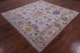 Grey Square Turkish Oushak Hand Knotted Wool Rug - 7' 11" X 8' 0" - Golden Nile