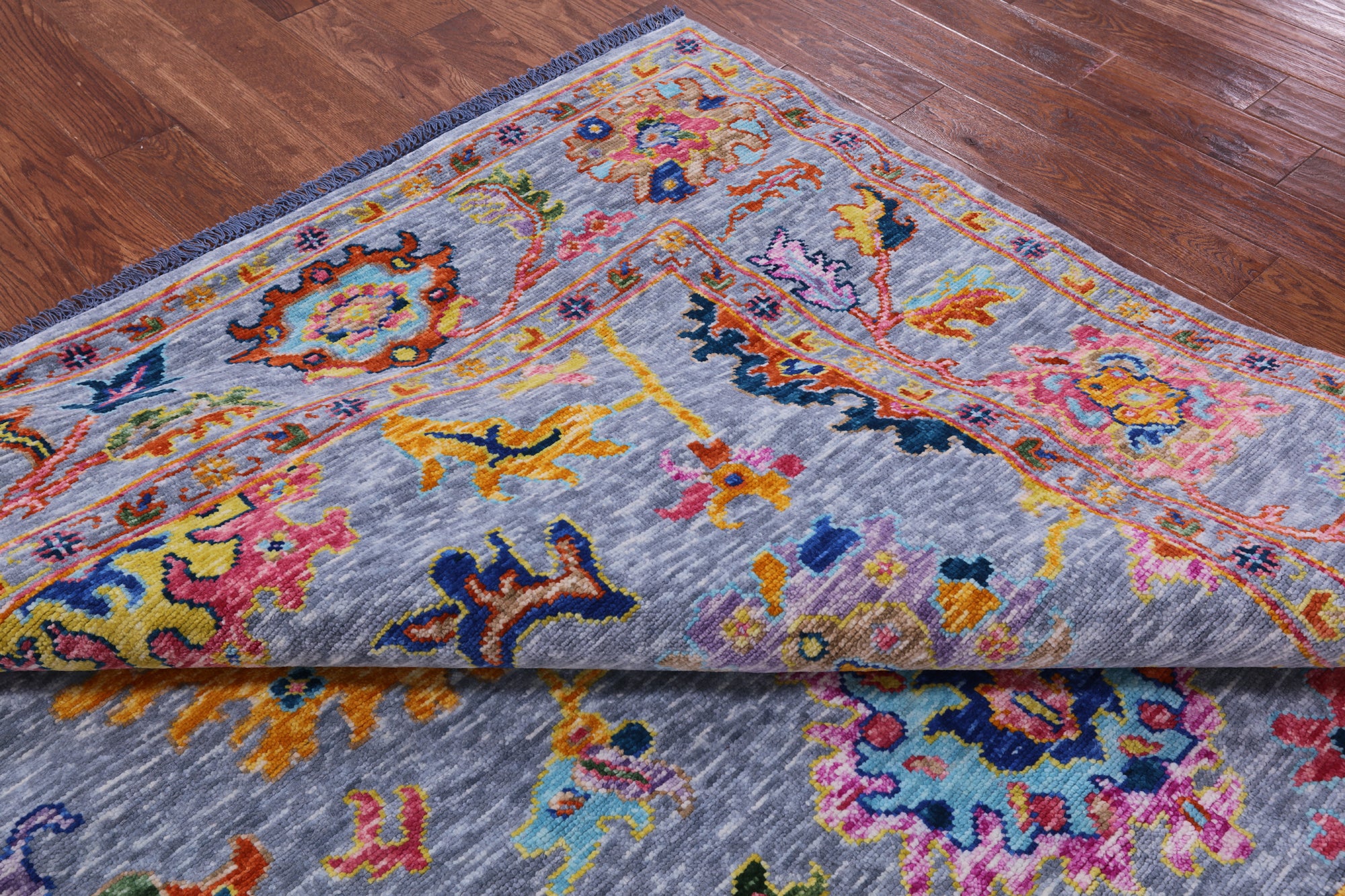 Grey Square Turkish Oushak Hand Knotted Wool Rug - 7' 11" X 8' 0" - Golden Nile