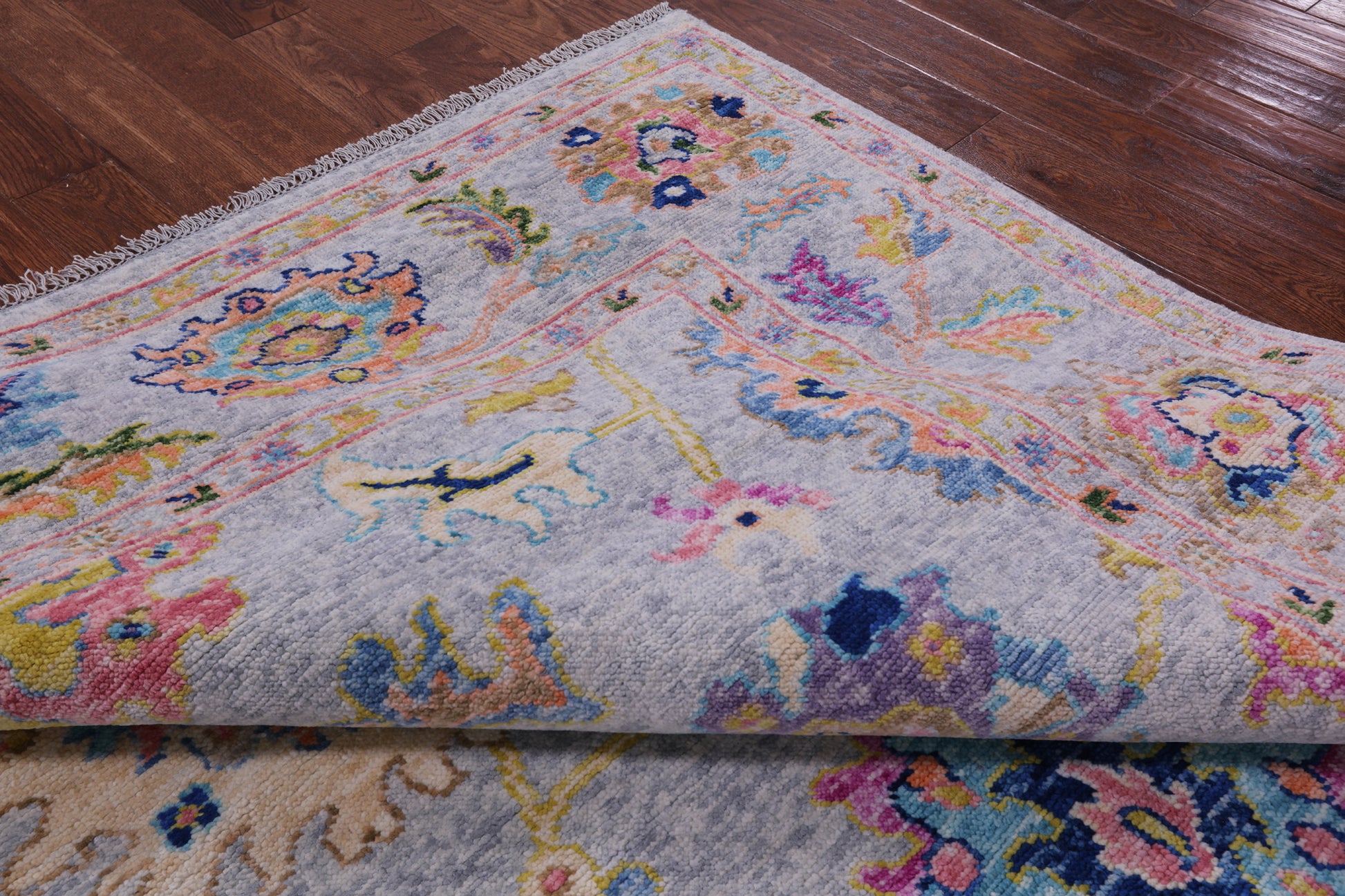 Grey Square Turkish Oushak Hand Knotted Wool Rug - 8' 1" X 8' 3" - Golden Nile