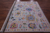 Grey Square Turkish Oushak Hand Knotted Wool Rug - 8' 1" X 8' 3" - Golden Nile