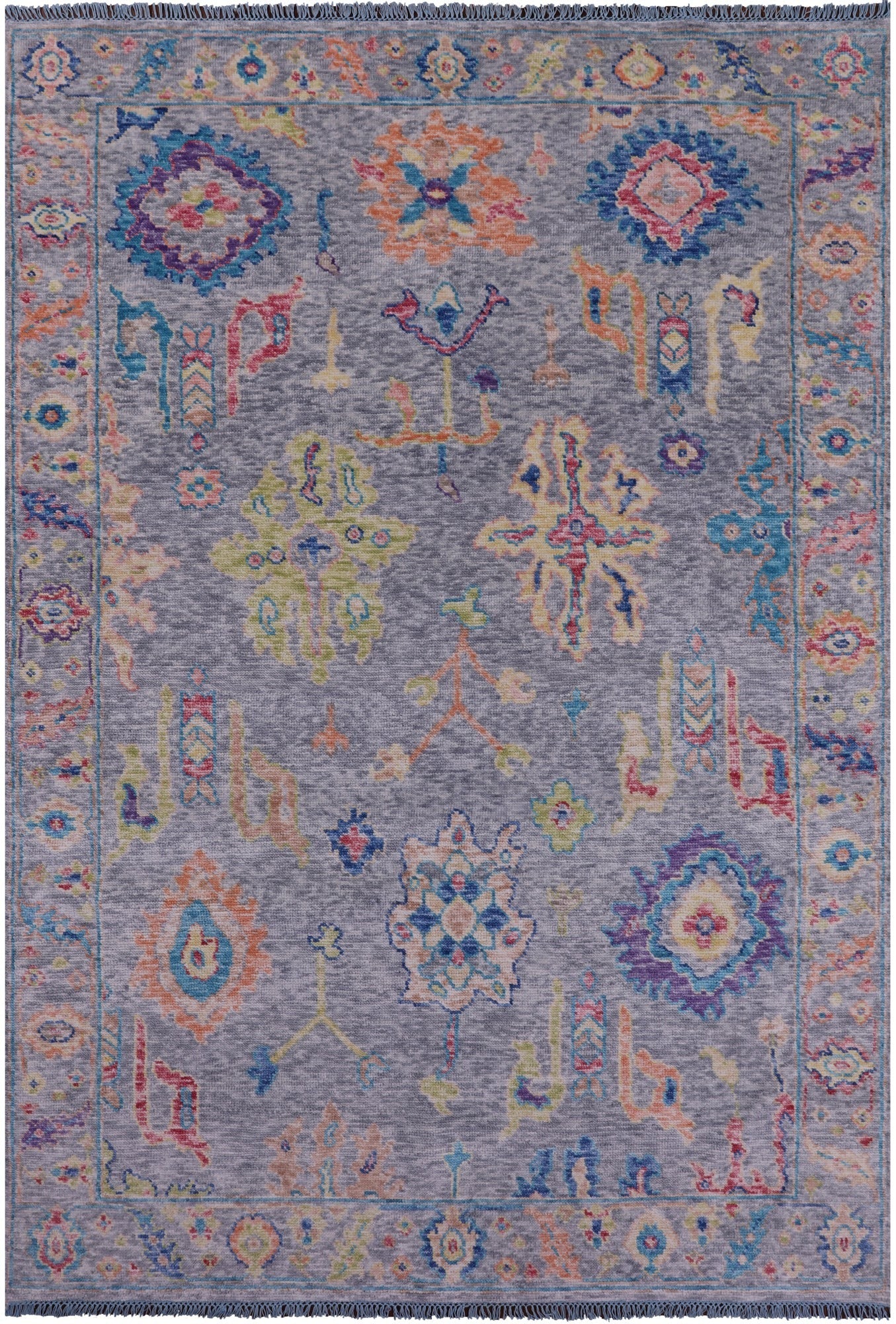 Grey Turkish Oushak Hand Knotted Wool Rug - 6' 2" X 9' 0" - Golden Nile