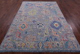 Grey Turkish Oushak Hand Knotted Wool Rug - 6' 2" X 9' 0" - Golden Nile
