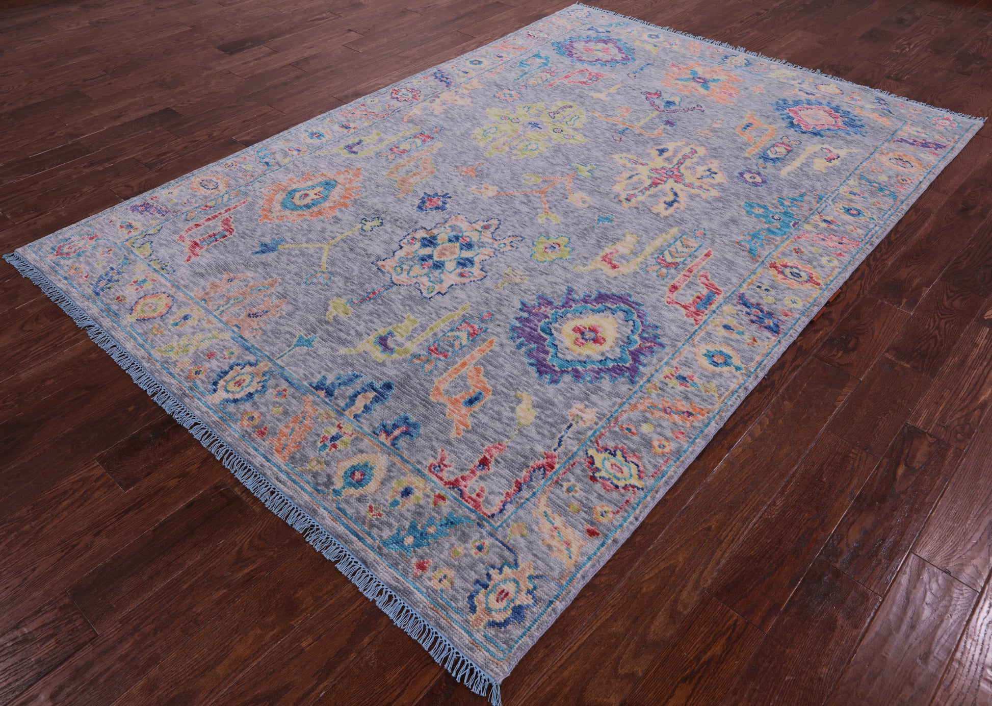 Grey Turkish Oushak Hand Knotted Wool Rug - 6' 2" X 9' 0" - Golden Nile