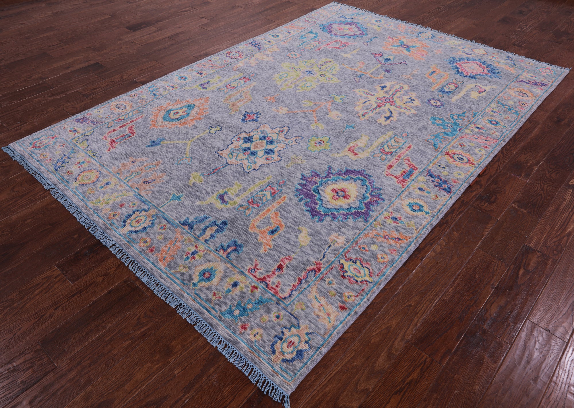 Grey Turkish Oushak Hand Knotted Wool Rug - 6' 2" X 9' 0" - Golden Nile