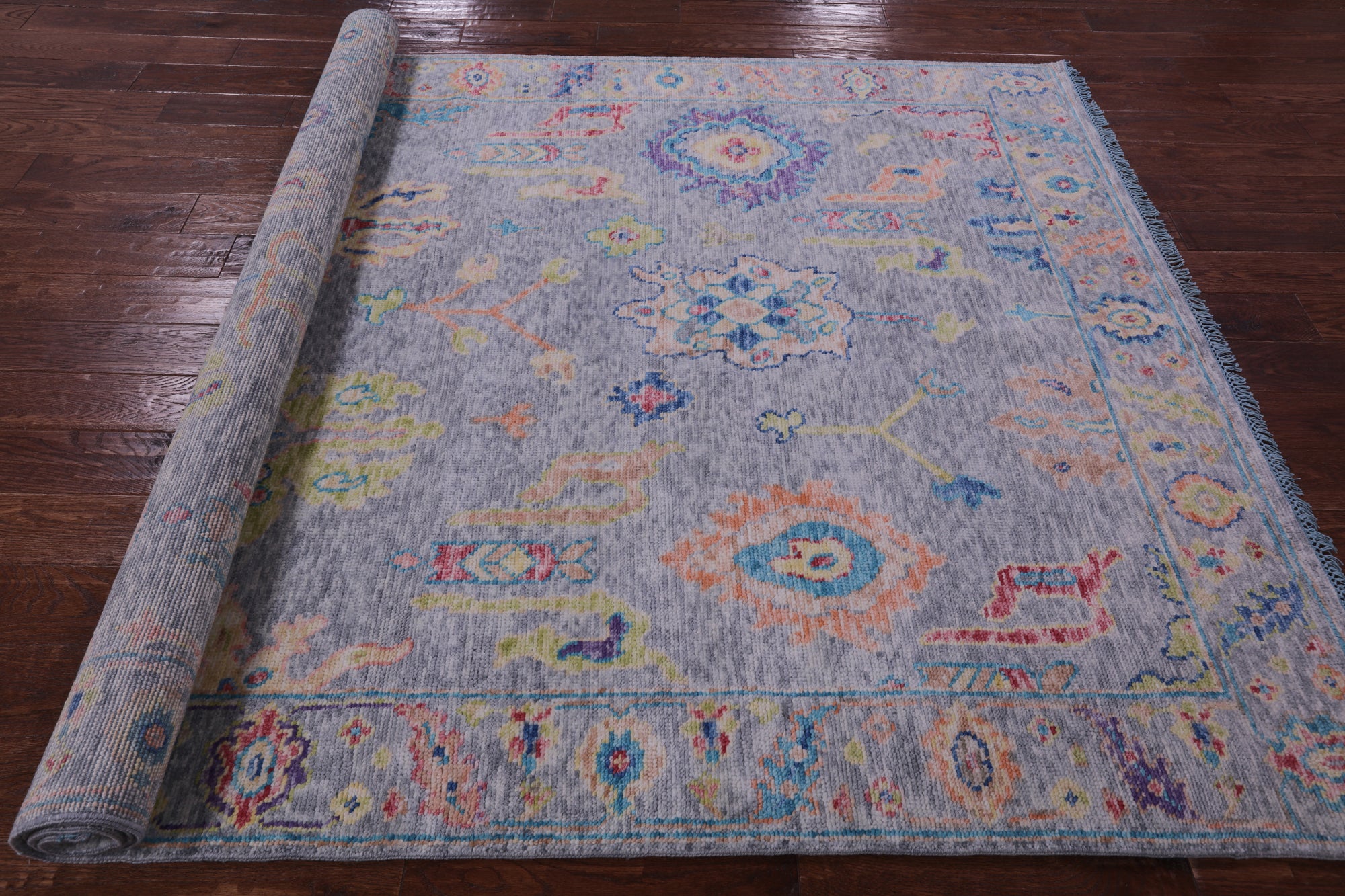 Grey Turkish Oushak Hand Knotted Wool Rug - 6' 2" X 9' 0" - Golden Nile