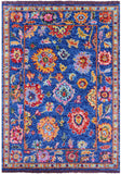 Blue Turkish Oushak Hand Knotted Wool Rug - 4' 2" X 5' 10" - Golden Nile