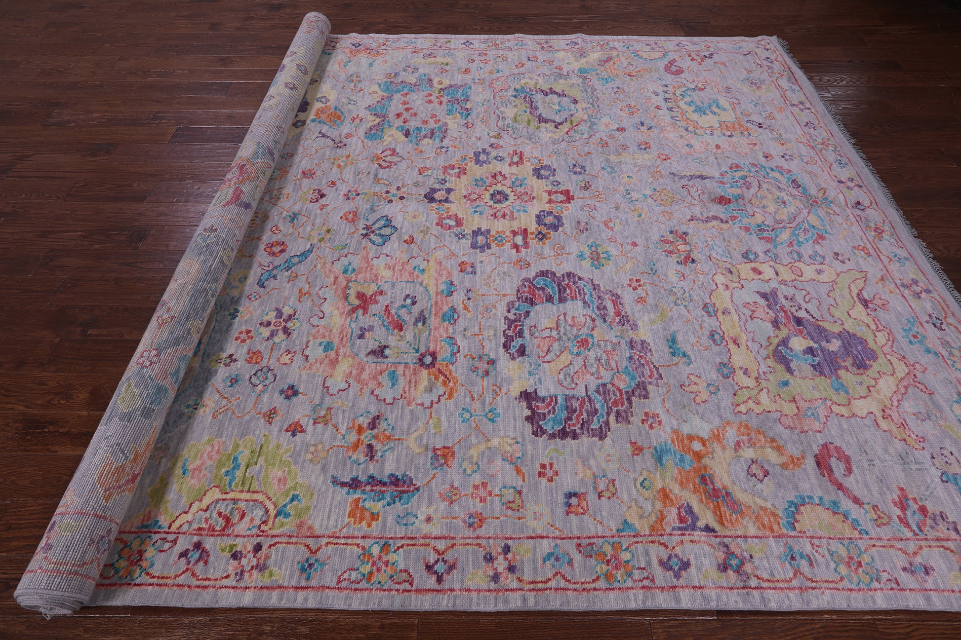 Grey Turkish Oushak Hand Knotted Wool Rug - 9' 1" X 11' 10" - Golden Nile