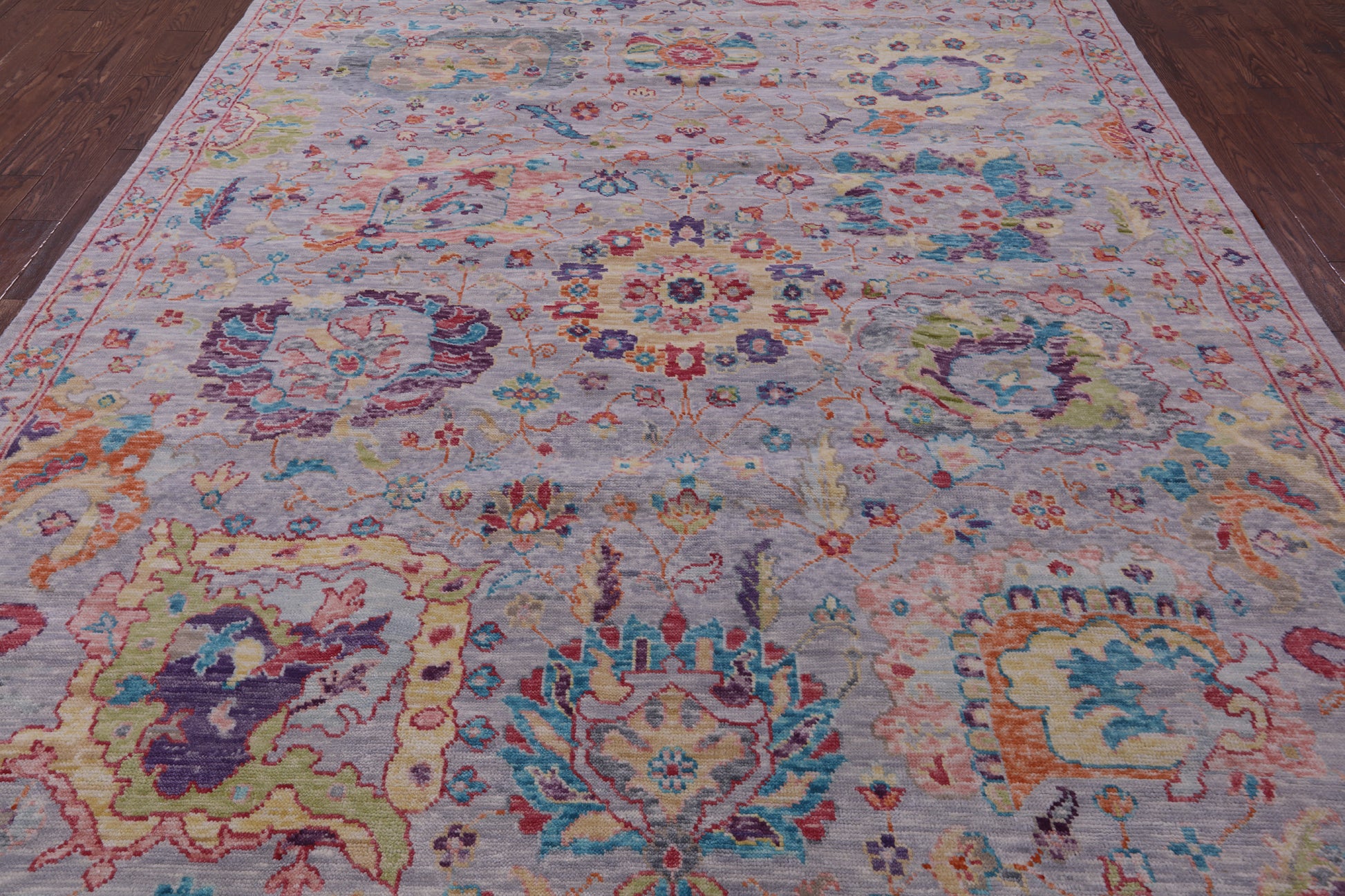 Grey Turkish Oushak Hand Knotted Wool Rug - 9' 1" X 11' 10" - Golden Nile