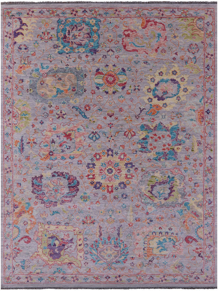 Grey Turkish Oushak Hand Knotted Wool Rug - 9' 1" X 11' 10" - Golden Nile