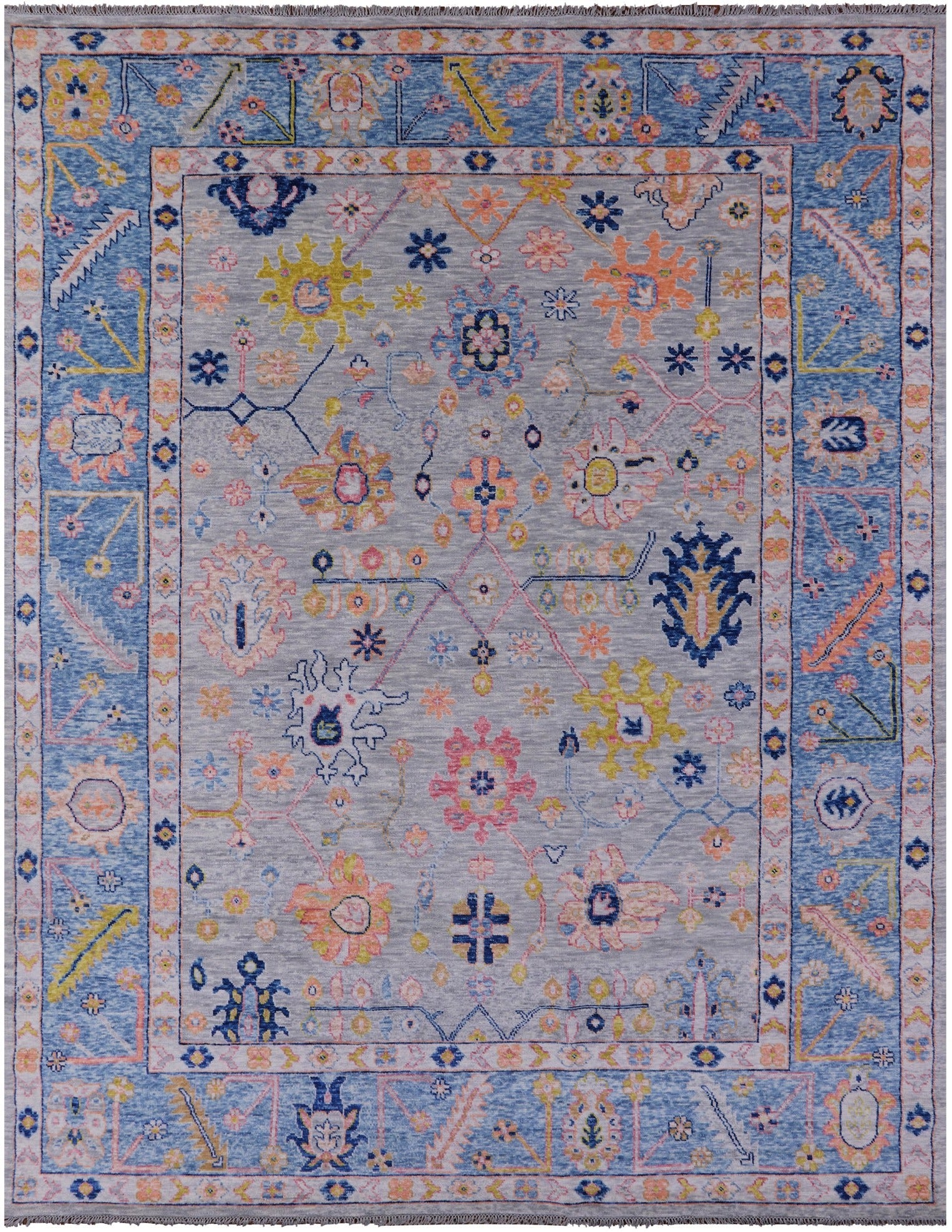 Grey Turkish Oushak Hand Knotted Wool Rug - 10' 4" X 13' 6" - Golden Nile