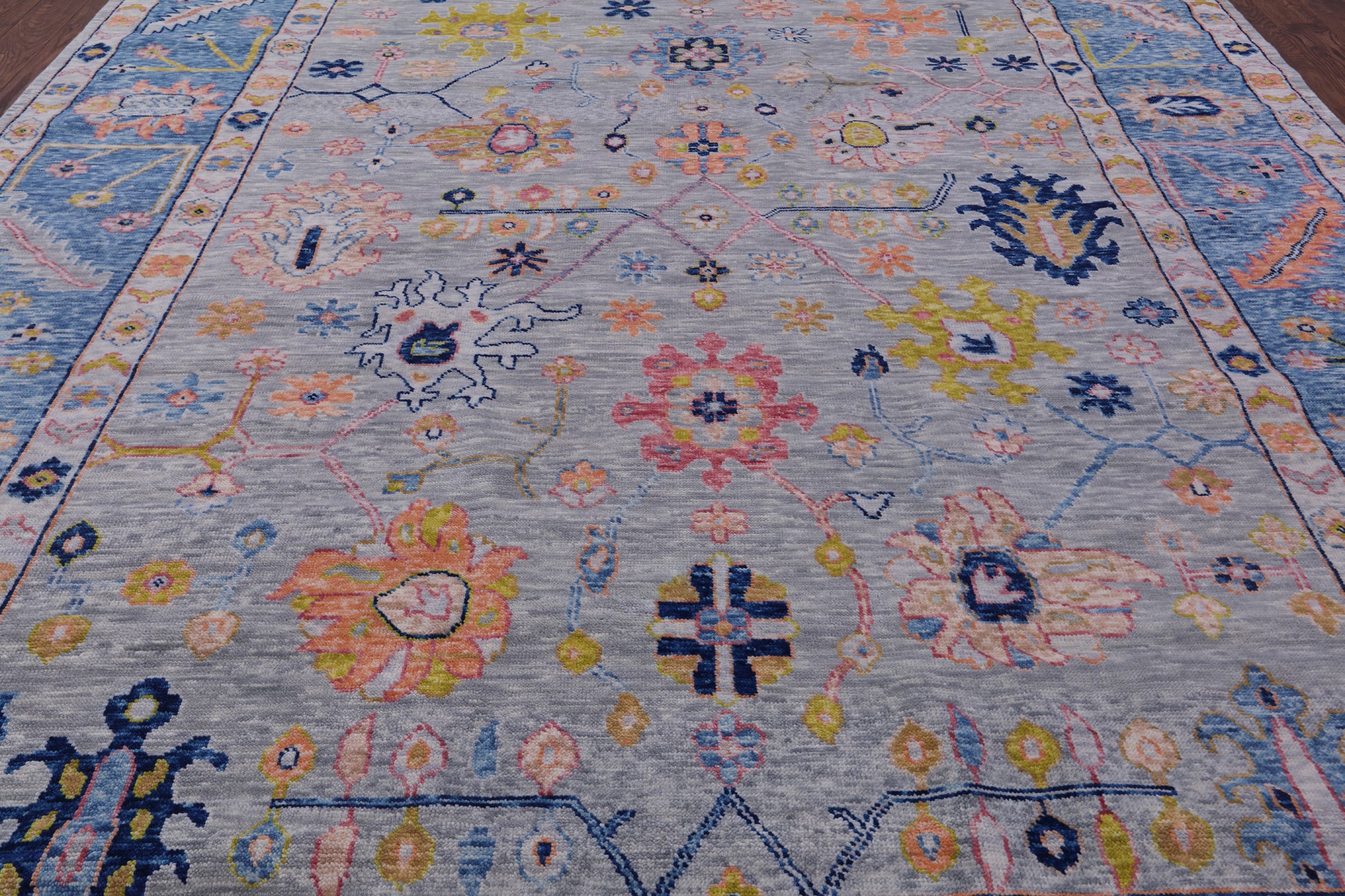 Grey Turkish Oushak Hand Knotted Wool Rug - 10' 4" X 13' 6" - Golden Nile
